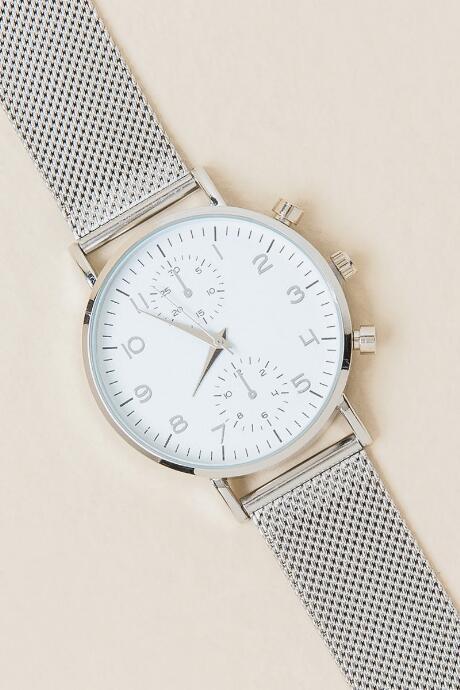 Fran Chelsea Mesh Band Watch - Silver