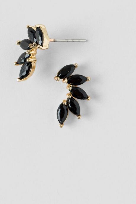 Francesca's Cassia Cubic Zirconia Marquis Stud Earring In Black - Black