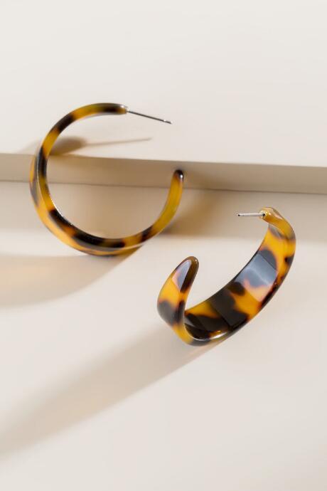 Francesca's Lia Flat Tortoise Hoops - Amber