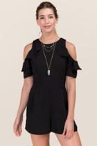 Mi Ami Bekah Ruffle Cold Shoulder Romper - Black