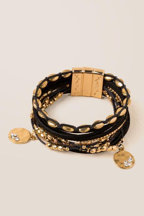 Francesca's Liz Suede Bead Wrap Bracelet - Olive