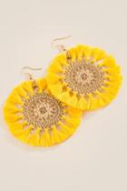 Francesca's Jen Filigree Circle Tassel Earrings - Marigold