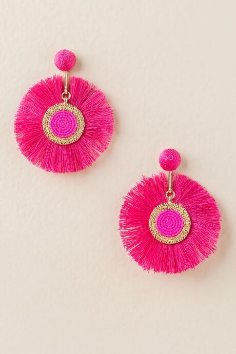 Francesca's Kinsley Circle Fan Earrings - Magenta
