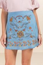 Francesca's Camreigh Embroidered Tencel Skirt - Medium Wash