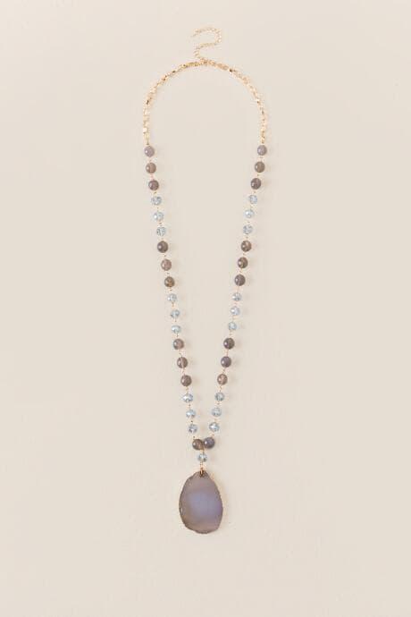 Francesca's Marley Beaded Agate Pendant - Indigo