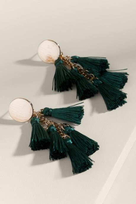 Francesca's Belinda Tiered Linear Drop Earrings - Forest