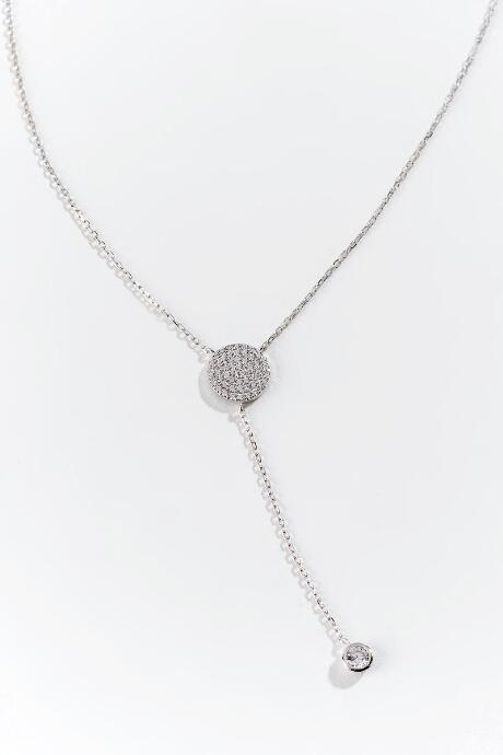Francesca's Sydney Pav Disc Y Necklace - Silver