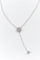 Francesca's Sydney Pav Disc Y Necklace - Silver