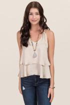 Blue Rain Alexandria Hammered Satin Layer Tank - Natural