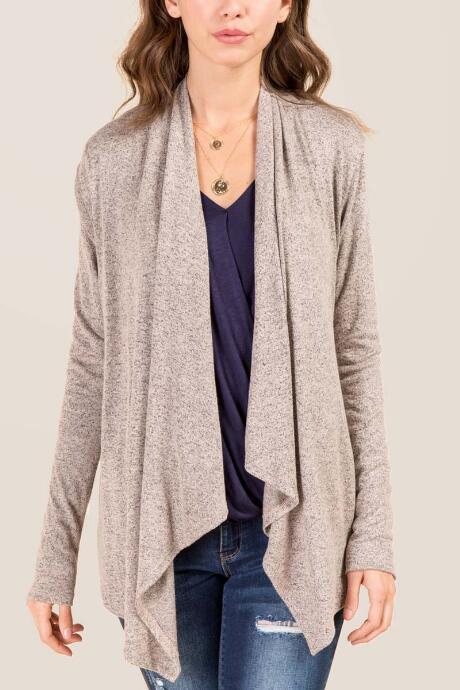 Francesca's Caleb Drape Front Cardigan - Taupe