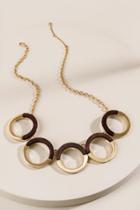 Francesca's Mariam Wood Circle Statement Necklace - Brown