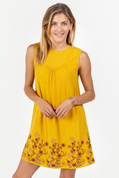 Francesca's Shae Embroidered Shift Dress - Marigold