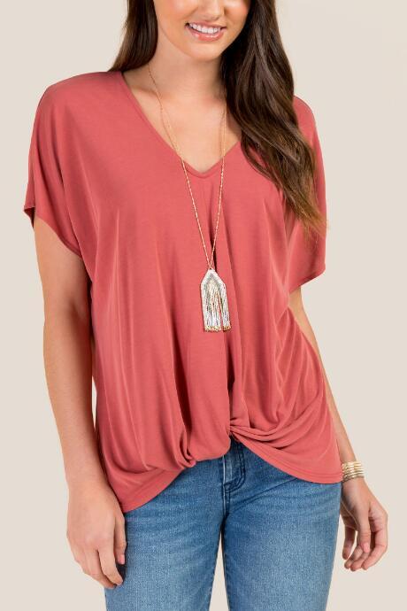 Francesca's Vera Twist Front Top - Cinnamon