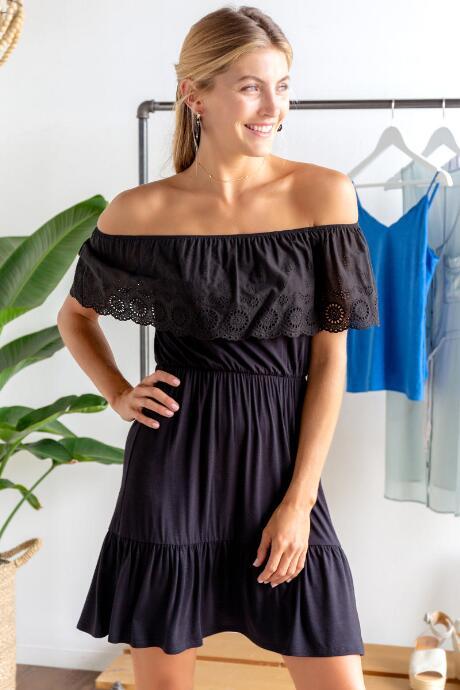 Francesca's Amil Off The Shoulder Dress - Black