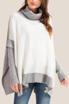 Francesca's Cora Long Sleeve Cowl Poncho - White