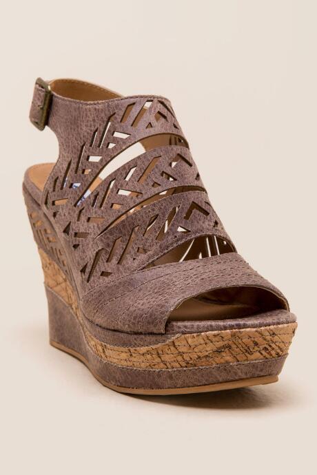 Not Rated Patia Laser Cut Wedge - Taupe