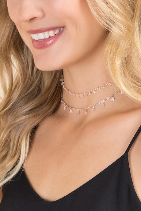 Francescas Zula Filigree Layered Choker - Rose/gold