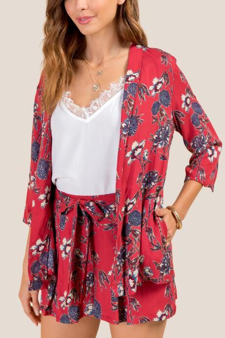 Francesca Inchess Darcie Floral Blazer - Red