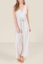 Francesca's Laurel Linen Jumpsuit - Sand