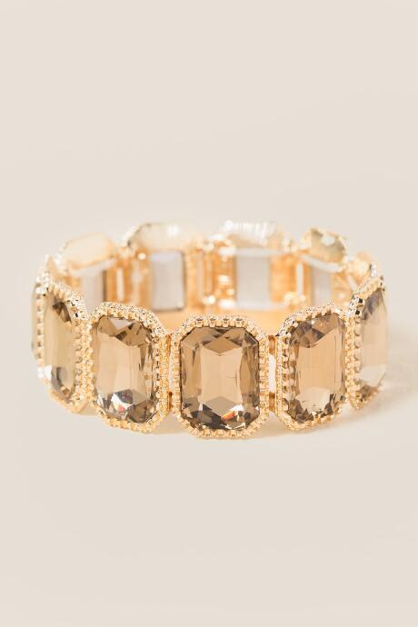 Francesca's Daria Square Stretch Bracelet In Topaz - Crisp Champagne