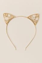 Francesca's Ariyah Embellished Cat Ears - Gold
