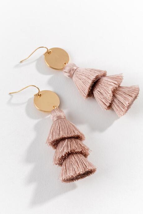Francesca's Daphne Tassel Earrings In Pink - Pink
