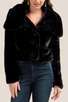Francesca's Veronica Cropped Faux Fur Coat - Black