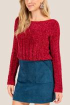 Francesca Inchess Elle Chenille Cropped Sweater - Brick