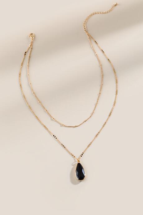 Francesca's Josie Teardrop Pendant Layered Necklace - Black