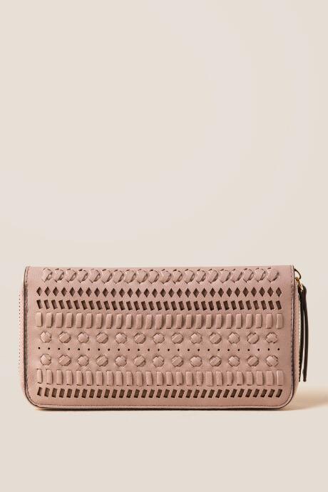 Francesca's Rebeca Whipstitch Distressed Wallet - Blush