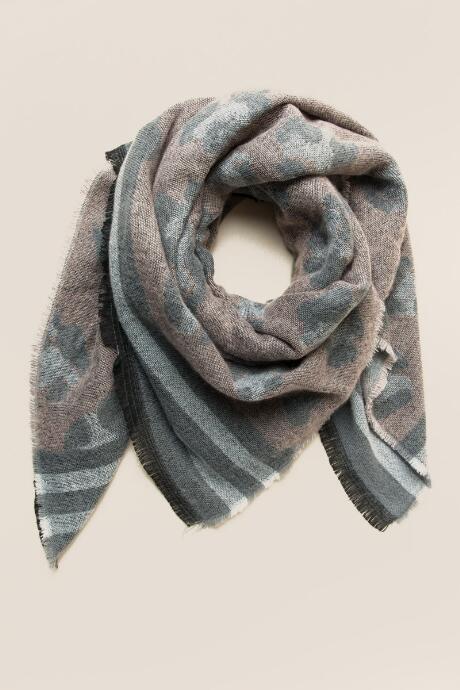 Francesca's Lina Striped Leopard Scarf - Mauve