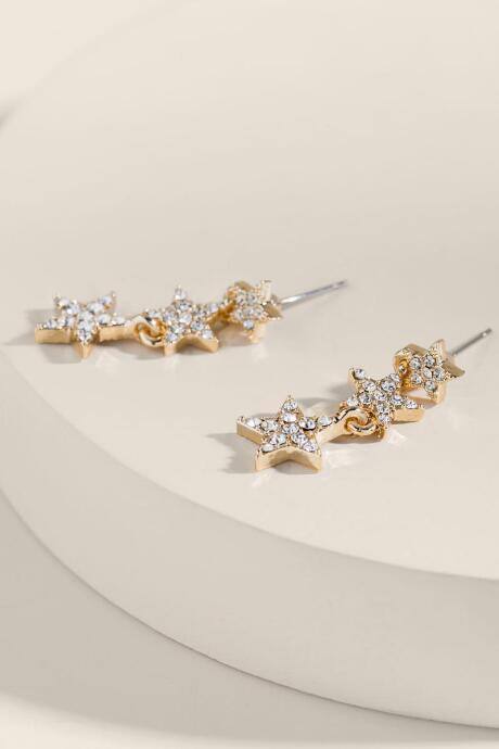 Francesca's Stella Pave Star Earrings - Crystal