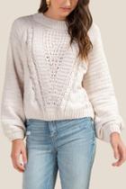 Francesca's Hillary Chenille Cable Knit Sweater - Ivory