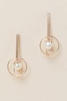 Francesca's Agnes Stick Pearl Drop Earring In Rose Gold - Pearl