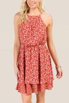Francesca's Zandra High Neck Dress - Cinnamon
