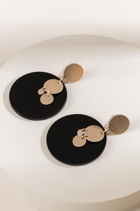 Francesca's Jordyn Circle Post Drop Earrings - Black