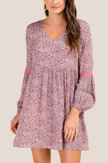 Francesca's Shannon Floral Shift Dress - Rose