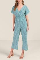 Francesca's Lena Short Sleeved Surplus Jumpsuit - Forest