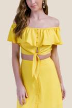 Francesca's Victoria Off The Shoulder Crop Top - Sunshine