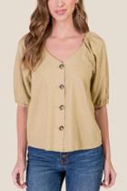 Francesca's Ava Button Front Top - Mustard