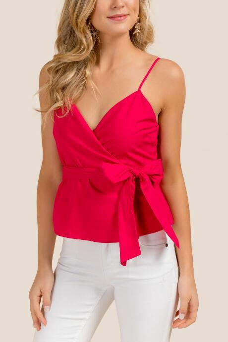 Francesca Inchess Joss Side Bow Tank Top - Fuchsia