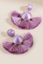 Francesca's Kia Mini Tassel Drop Earrings - Lavender