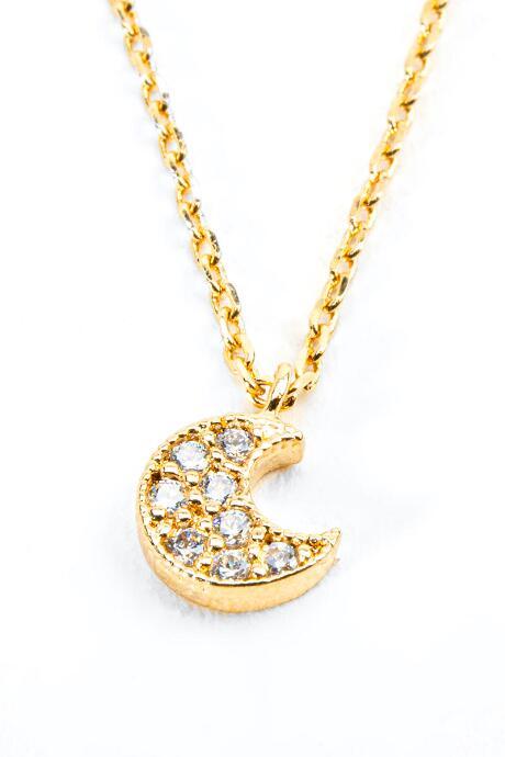 Francesca's Shirley Pav Moon Pendant Necklace - Gold