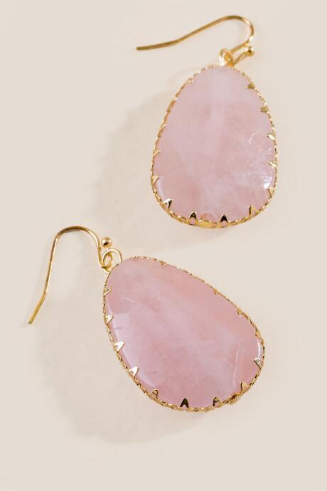 Francesca's Cindy Quartz Teardrop Earrings - Pale Pink