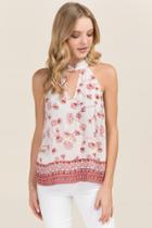 Miami Jamiya Gigi Floral Border Print Tank - White