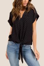 Francesca Inchess Martha Pleated Front Knot Blouse - Black/white