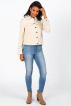 Francesca's Mai Sherpa Denim Jacket - Ivory