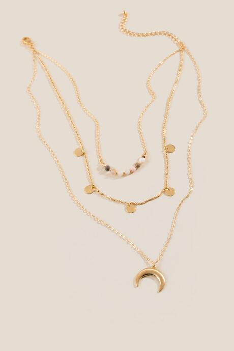 Francesca's Harmony Layered Bullhorn Pendant Necklace - Tan
