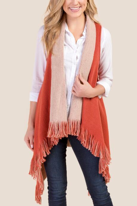 Francesca's Lana Brushed Reversible Flyaway Vest - Cinnamon