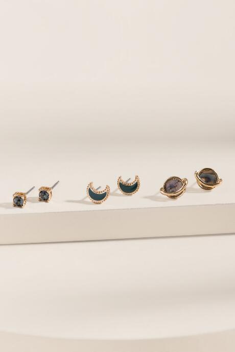 Francesca's Lauren Glass Stud Earring Set - Multi